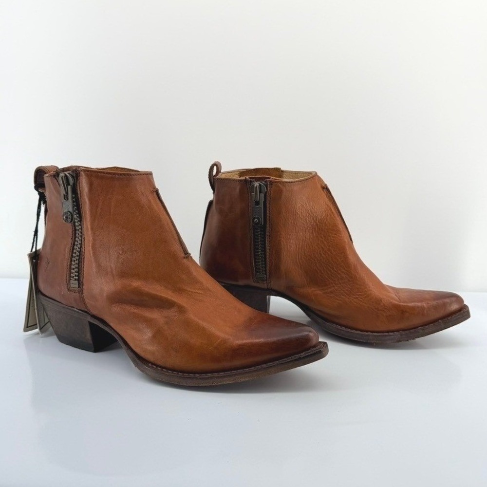 NWOB FRYE Sacha Moto Shortie Boot Brown Leather Western Ankle Bootie 9B 3478003
